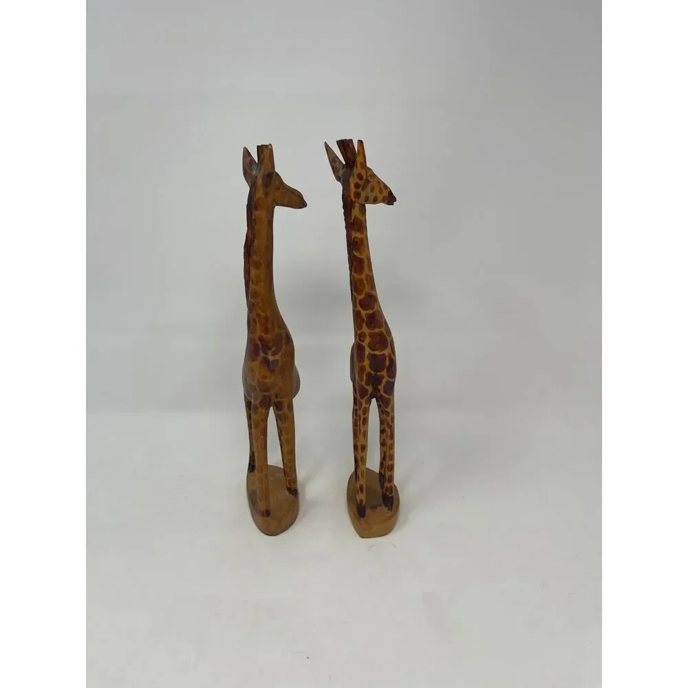Pair Vintage Hand Carved & Painted 12